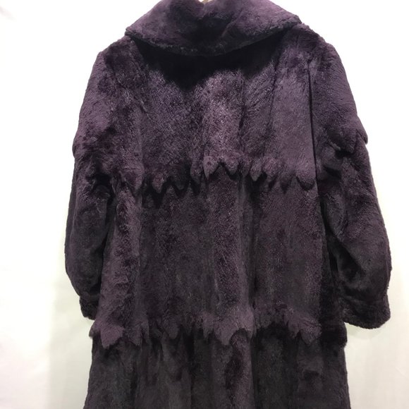 POLO NORTE DEEP PURPLE FULL LENGTH RABBIT FUR COAT - Picture 4 of 14